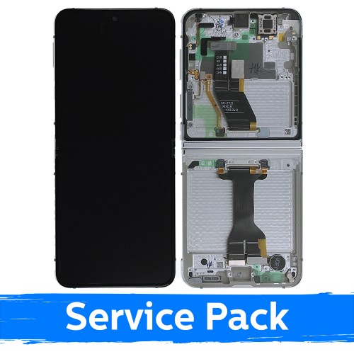LCD displejs saderīgs ar Samsung F731 Z Flip5 (INNER) ar rāmi / Krēmkrāsa / (Service Pack) +AR AKUMULATORU