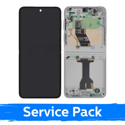 LCD displejs saderīgs ar Samsung F761 Z Flip7 FE (INNER) ar rāmi / Iekšējā balta / (Service Pack)