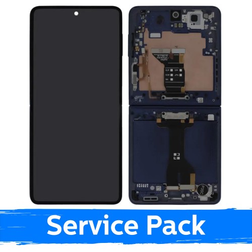 LCD displejs saderīgs ar Samsung F766 Z Flip7 (INNER) ar rāmi / Zils ēnojums / (Service Pack)