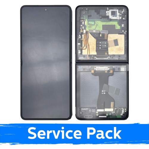 LCD displejs saderīgs ar Samsung F766 Z Flip7 (INNER) ar rāmi / Jet melns / (Service Pack)