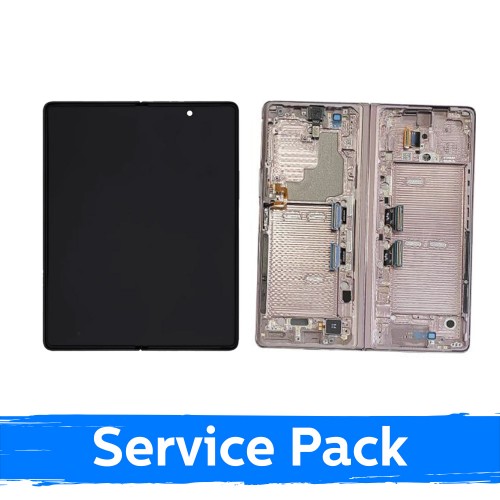 LCD displejs saderīgs ar Samsung F916 Z Fold2 (INNER) ar rāmi / Mystic Bronze / (Service Pack)