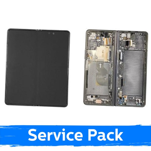 LCD displejs saderīgs ar Samsung F916 Z Fold2 (INNER) ar rāmi / Mystic Grey / (Service Pack)