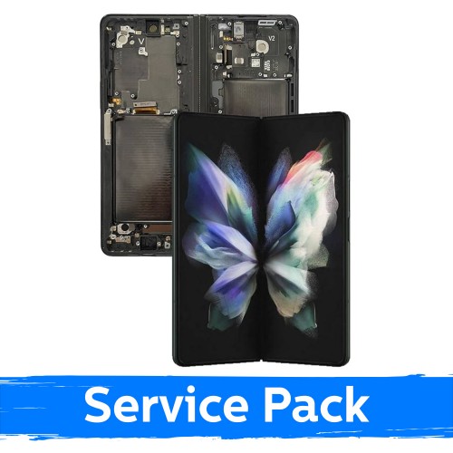 LCD displejs saderīgs ar Samsung F926 Z Fold3 (INNER) ar rāmi / Phantom Black / (Service Pack)