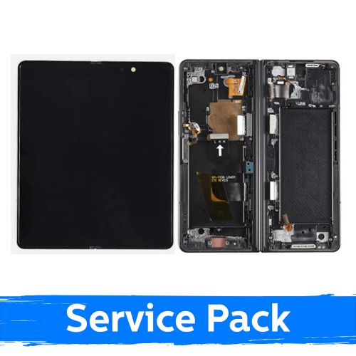 LCD displejs saderīgs ar Samsung F936 Z Fold4 (INNER) ar rāmi / Phantom Black / (Service Pack)