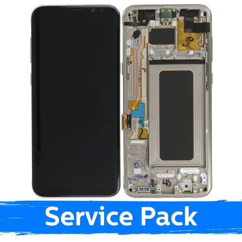 LCD displejs saderīgs ar Samsung G955 S8 Plus ar rāmi / zeltains / (Service Pack)