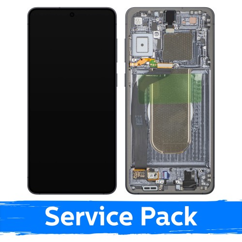 LCD displejs saderīgs ar Samsung S937 S25 Edge ar rāmi / Titanium Silver / (Service Pack)