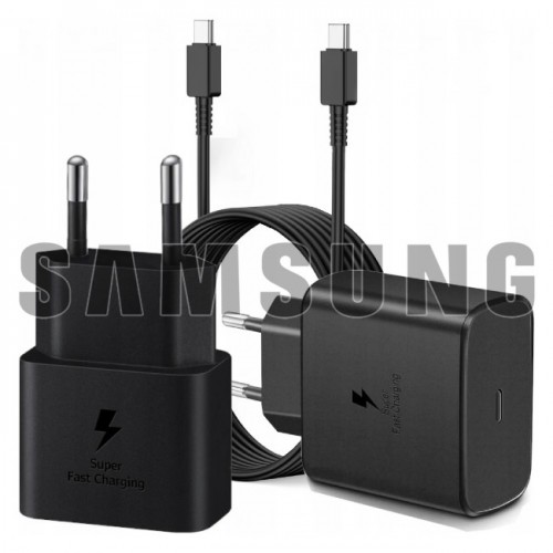 Lādētājs Samsung EP-T2510NB melns 25W (ar iepakojumu) + Type-C kabelis / 100% oriģināls /