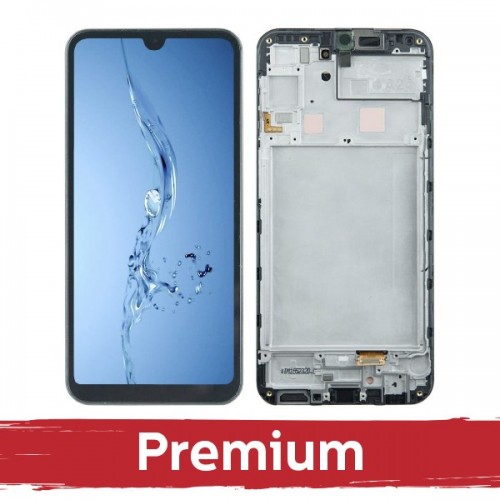 LCD ekrāns saderīgs ar Samsung A245 A24 melns ar rāmi OEM