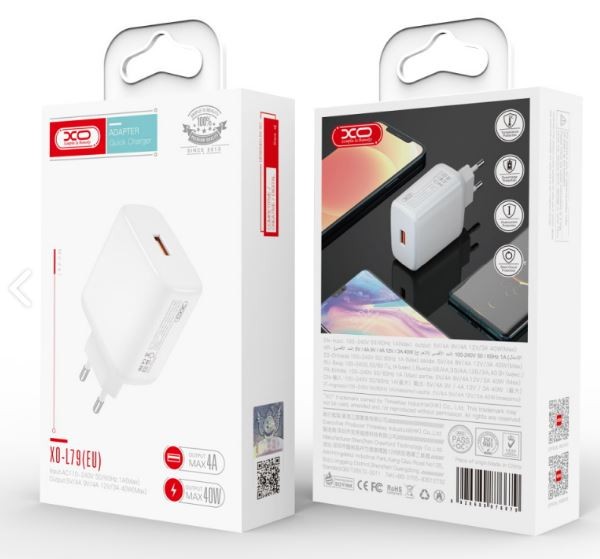 Lādētājs XO Design L79 (1xUSB; 40W) balts