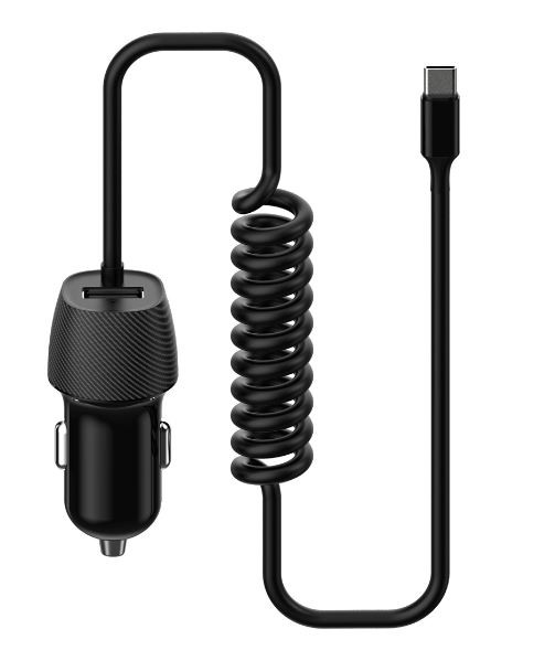 Auto lādētājs Platinet (PLCRSC) ar Type-C kabelis (1xUSB 3.4A) melns