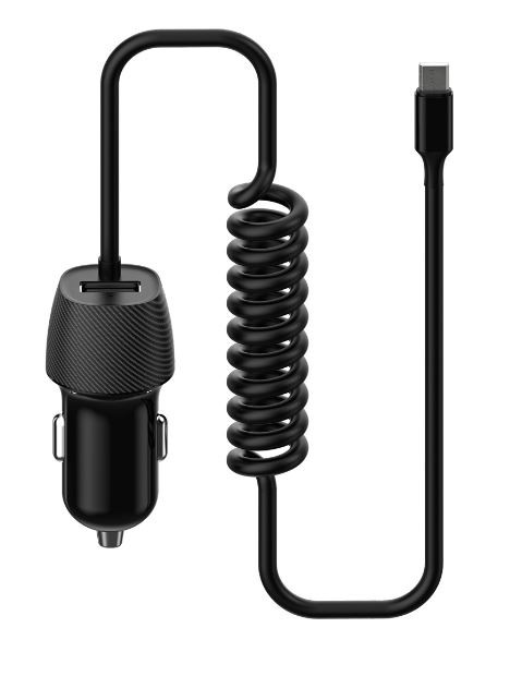 Auto lādētājs Platinet (PLCRSM) ar MicroUSB kabelis (1xUSB 3.4A) melns