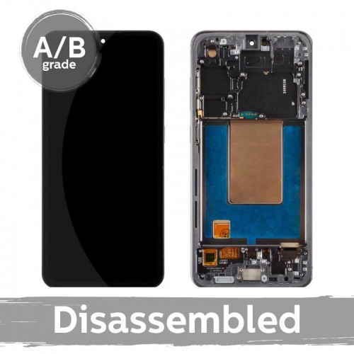 LCD displejs saderīgs ar Samsung S721 S24 FE ar rāmi / Graphite (melns) / (9.5/10 izjaukts)