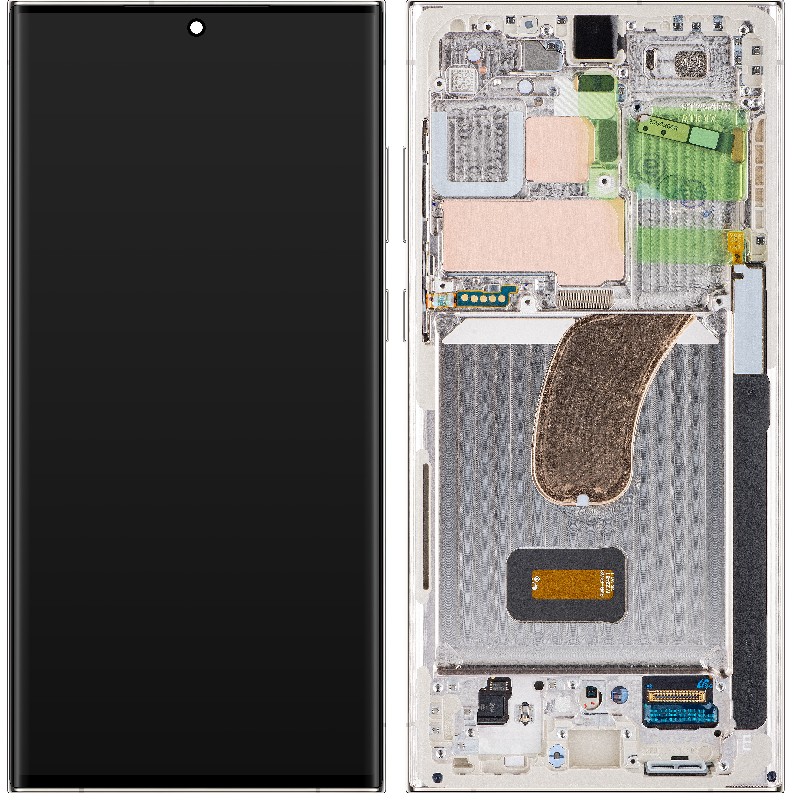 LCD ekrāns Samsung S918 S23 Ultra 5G ar skārienjūtīgo ekrānu un rāmi Cream oriģināls (servisa iepakojums)