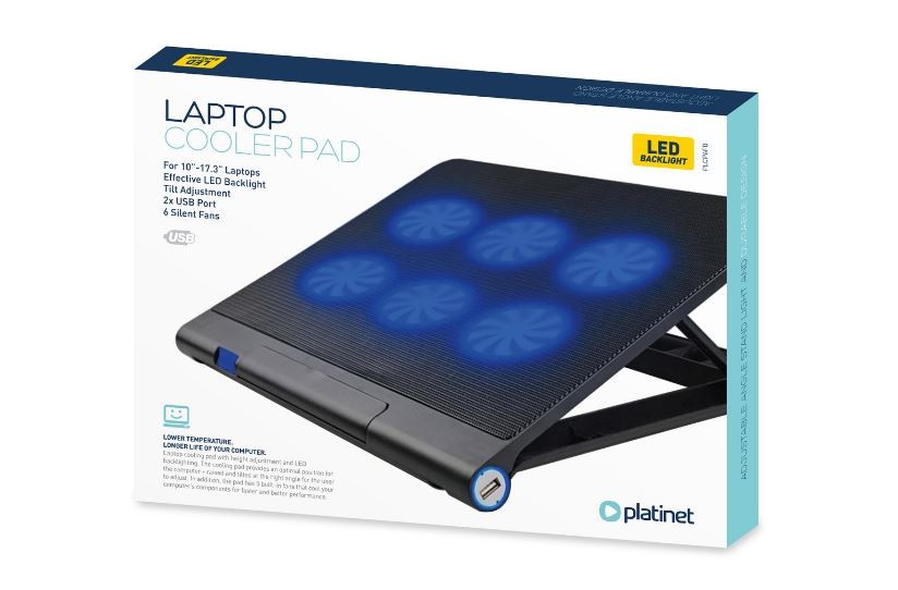 Platinet klēpjdatora dzesēšanas paliktnis (6 ventilatori, 1200 apgr./min)