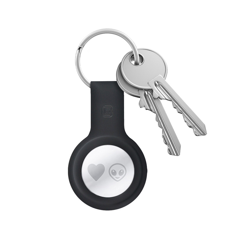 Crong Silicone maciņš with atslēgu piekariņš – aizsargājošs keychain maciņš Apple AirTag 1/2 (melns)