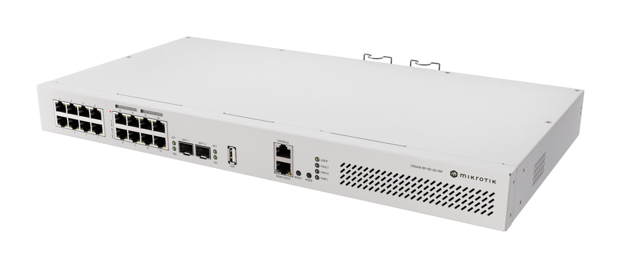 Komutators MIKROTIK CRS418-8P-8G-2S+RM L3 PoE 8 porti 150W