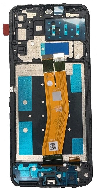 LCD screen Samsung A145 A14 4G 2023 ar touch screen un frame (Dzeltens flex) Melns original