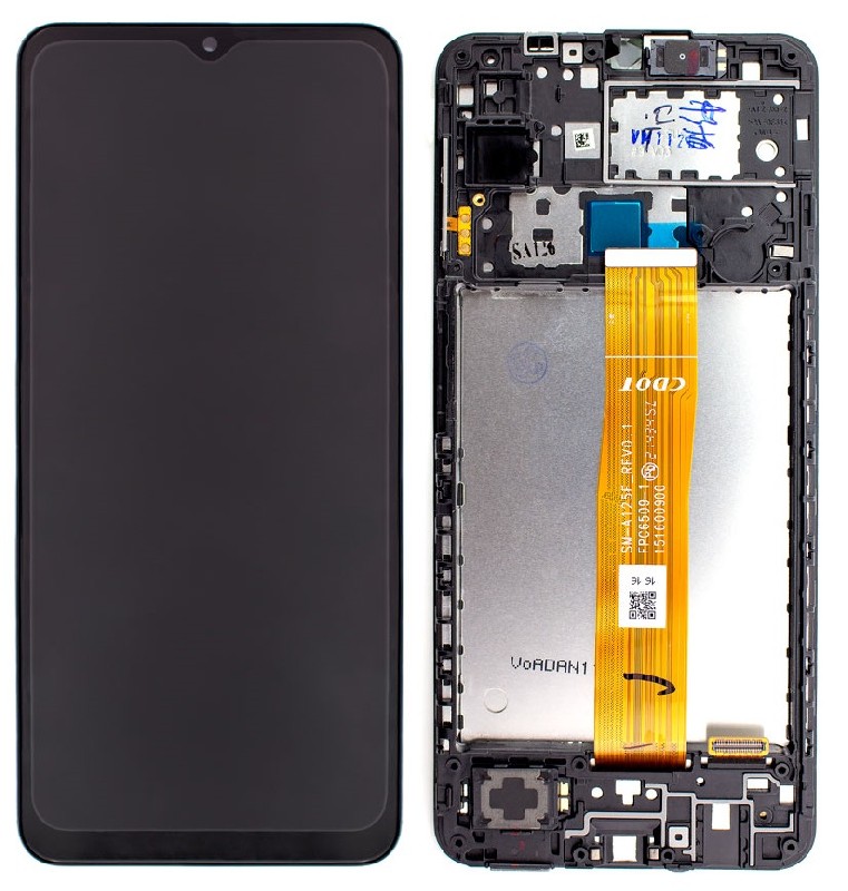 LCD screen Samsung A125 A12 2020 ar touch screen un frame Melns original