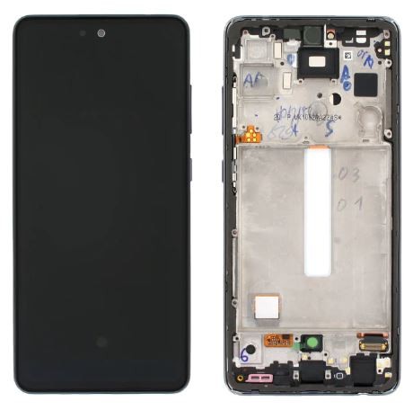 LCD screen Samsung A528 A52S 2021 ar touch screen un frame Awesome Melns OLED (real size)
