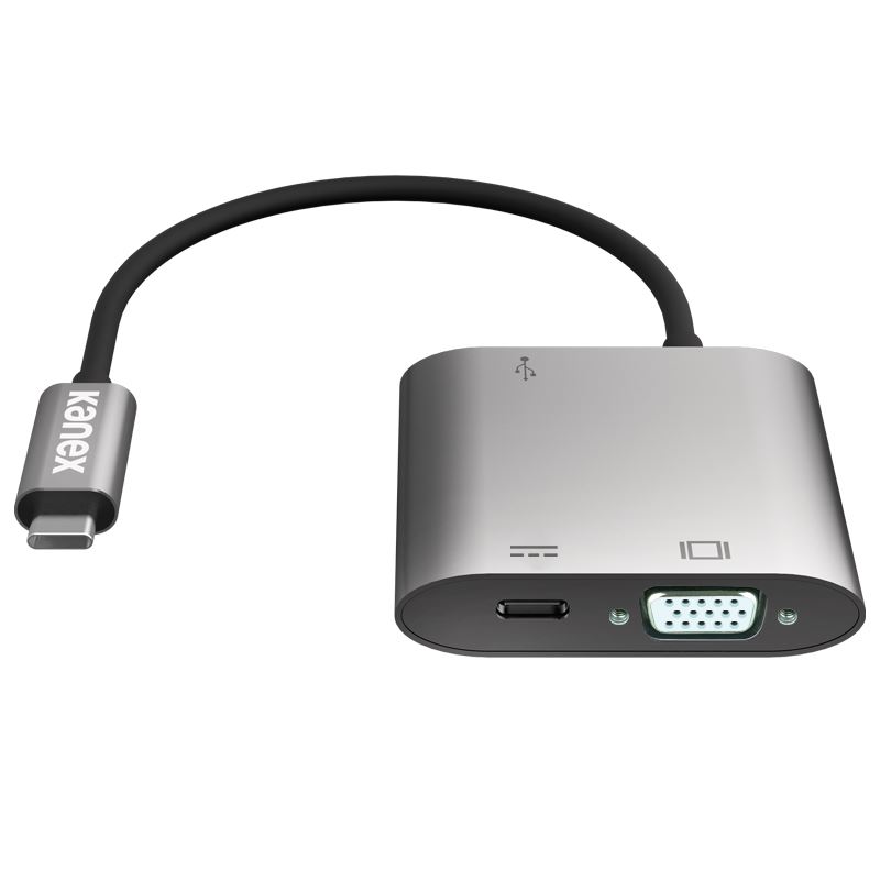 Kanex USB-C VGA adapteris with Power Delivery - USB 1,5 A, USB-C Power Delivery 60 W + VGA Full HD (Anodized Aluminum)