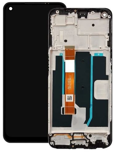 LCD screen OnePlus N200 5G ar touch screen un frame Melns original (used Grade A)