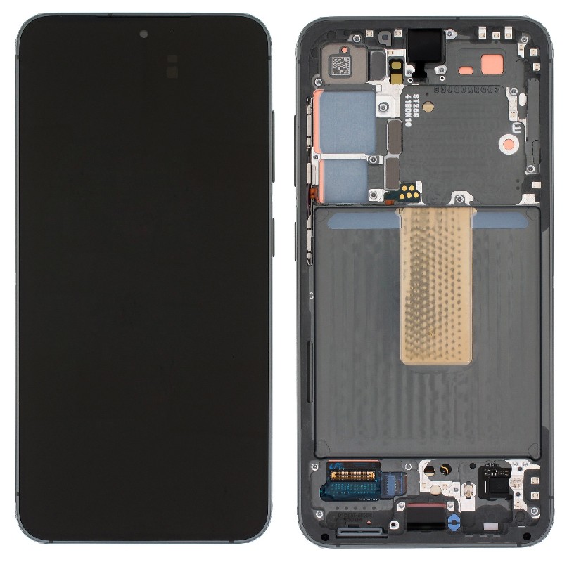 LCD screen Samsung S911 S23 5G ar touch screen un frame Phantom Melns original (used Grade B)