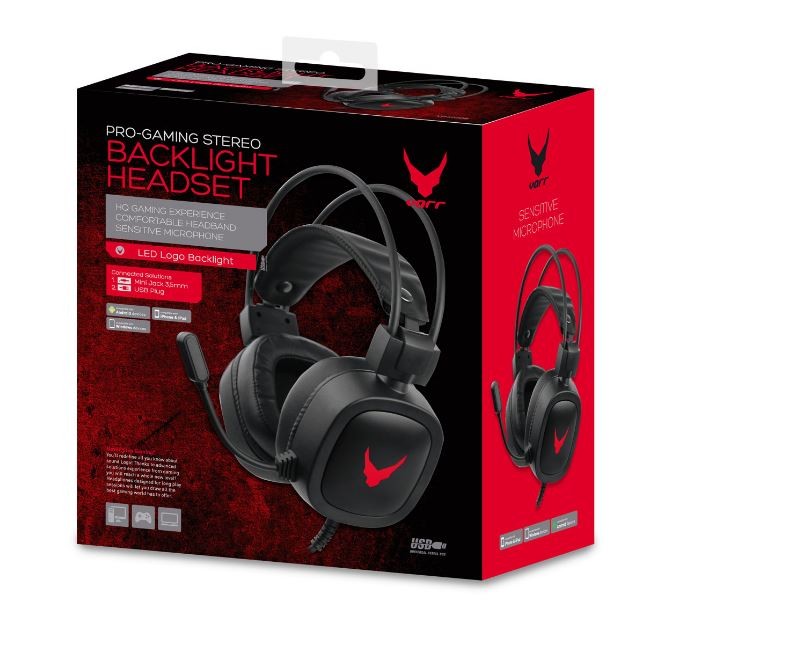 Handsfree VARR GAMING VH6020 ar microphone (RGB 3,5mm) melns