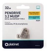 USB atmiņas zibatmiņa Platinet Metal UDP 32GB USB 3.2 + Type-C