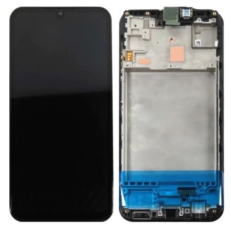 LCD screen Samsung M156 M15 5G ar touch screen un frame Melns original (service pack)