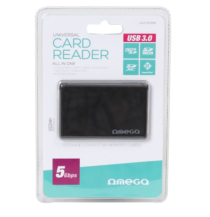 Card reader Omega (OUCR33IN1) (microSDHC,SDHC,SDXC USB 3.0) melns