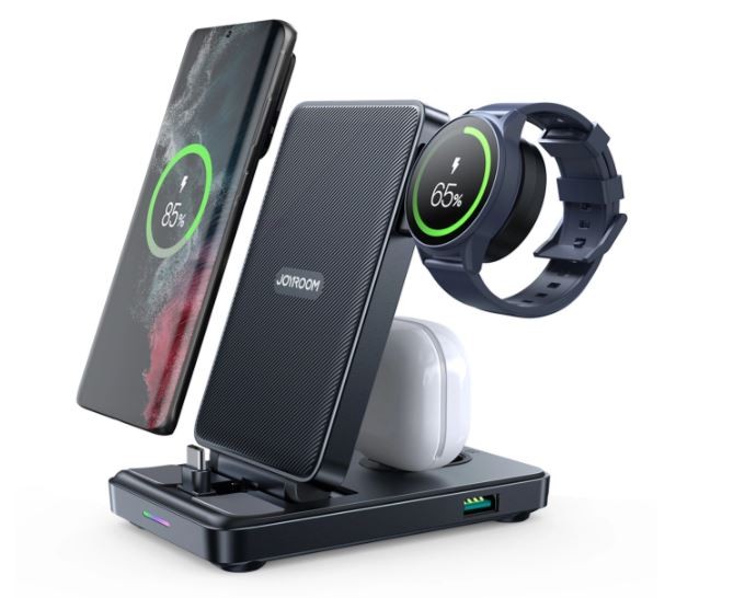 Charging station USB-C Joyroom 4in1 (JR-WQS01) (Phone;AirPods;Watch; USB) melns