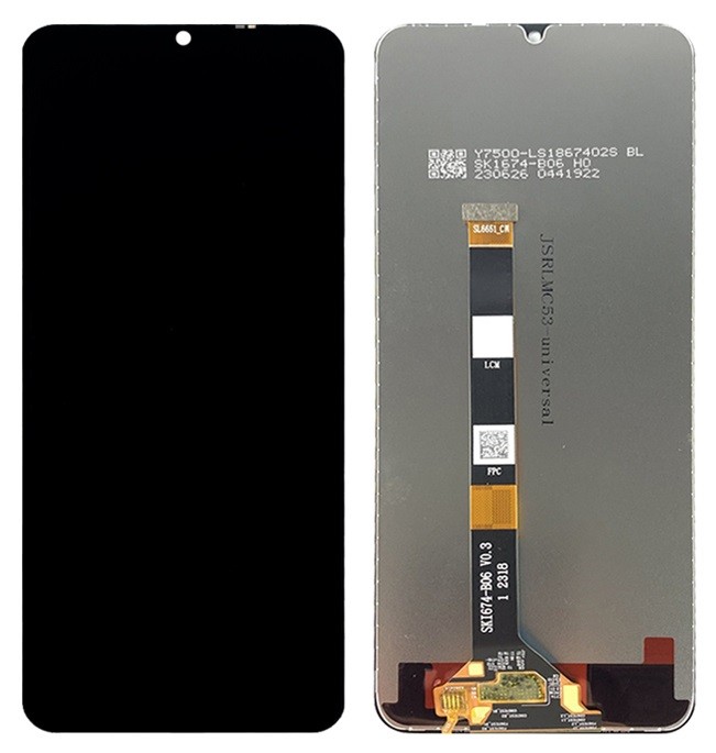 LCD screen Realme C51/C53/Narzo N53/Note 50/Note 60 ar touch screen Melns ORG