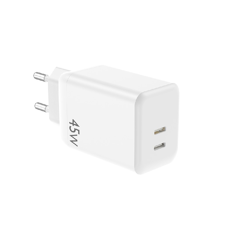 Lādētājs NCC (2xUSB-C; 45W) balts