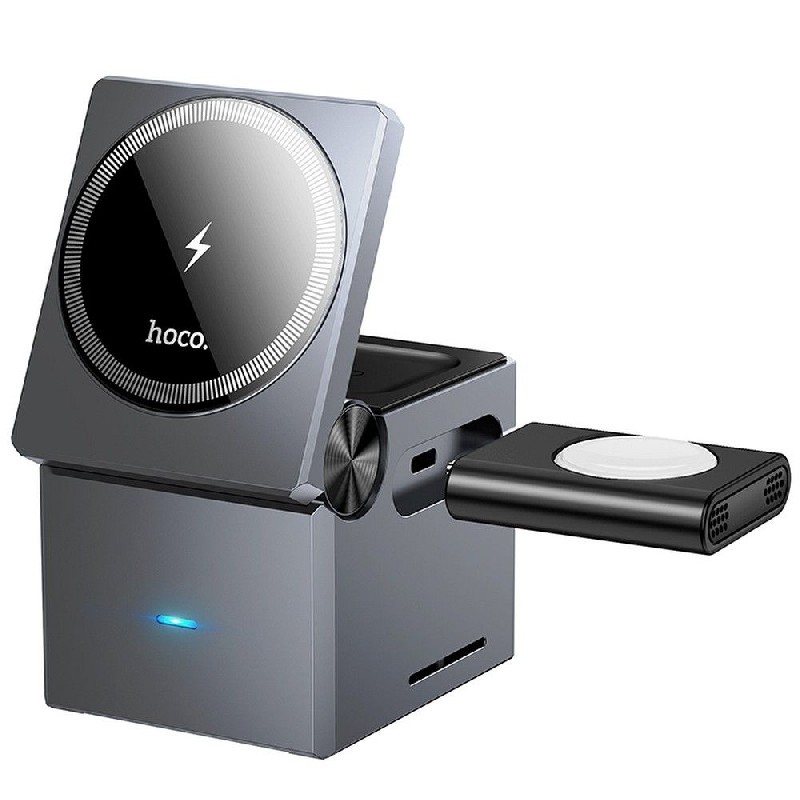 Bezvadu charging station Hoco 3in1 (CQ8) (MagSafe) (Phone; Pods; Watch) 15W melns