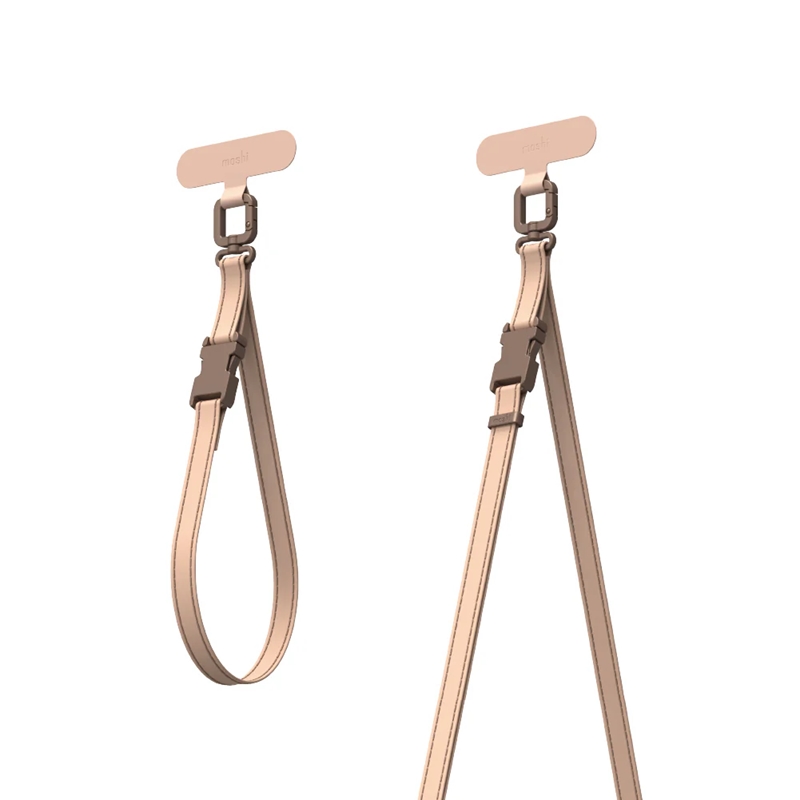 Moshi 2-in-1 Wrist & Body siksniņa with adapteris - Eco Leather Phone Lanyard (Milktea brūns)