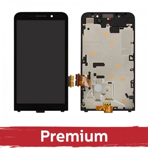 LCD Displejs Saderīgs ar Blackberry Z30 Melns ar Frame OEM