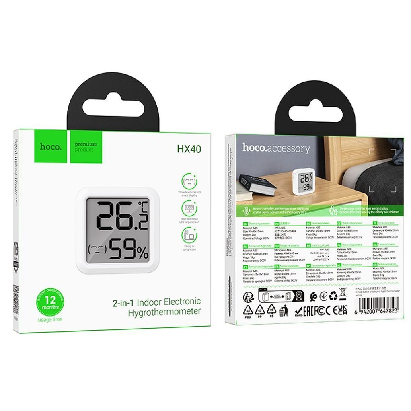 Electronic clock ar hygrothermometer Hoco HX40