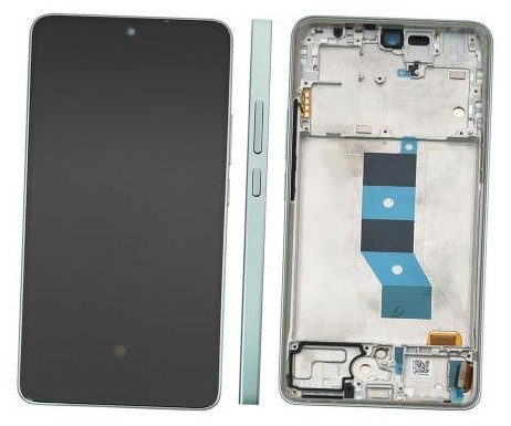 LCD screen Xiaomi Redmi Note 14 5G ar touch screen ar frame Coral Zaļš original (service pack)