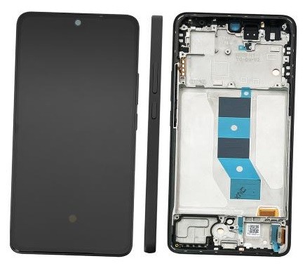 LCD screen Xiaomi Redmi Note 14 5G ar touch screen ar frame Midnight Melns original (service pack)