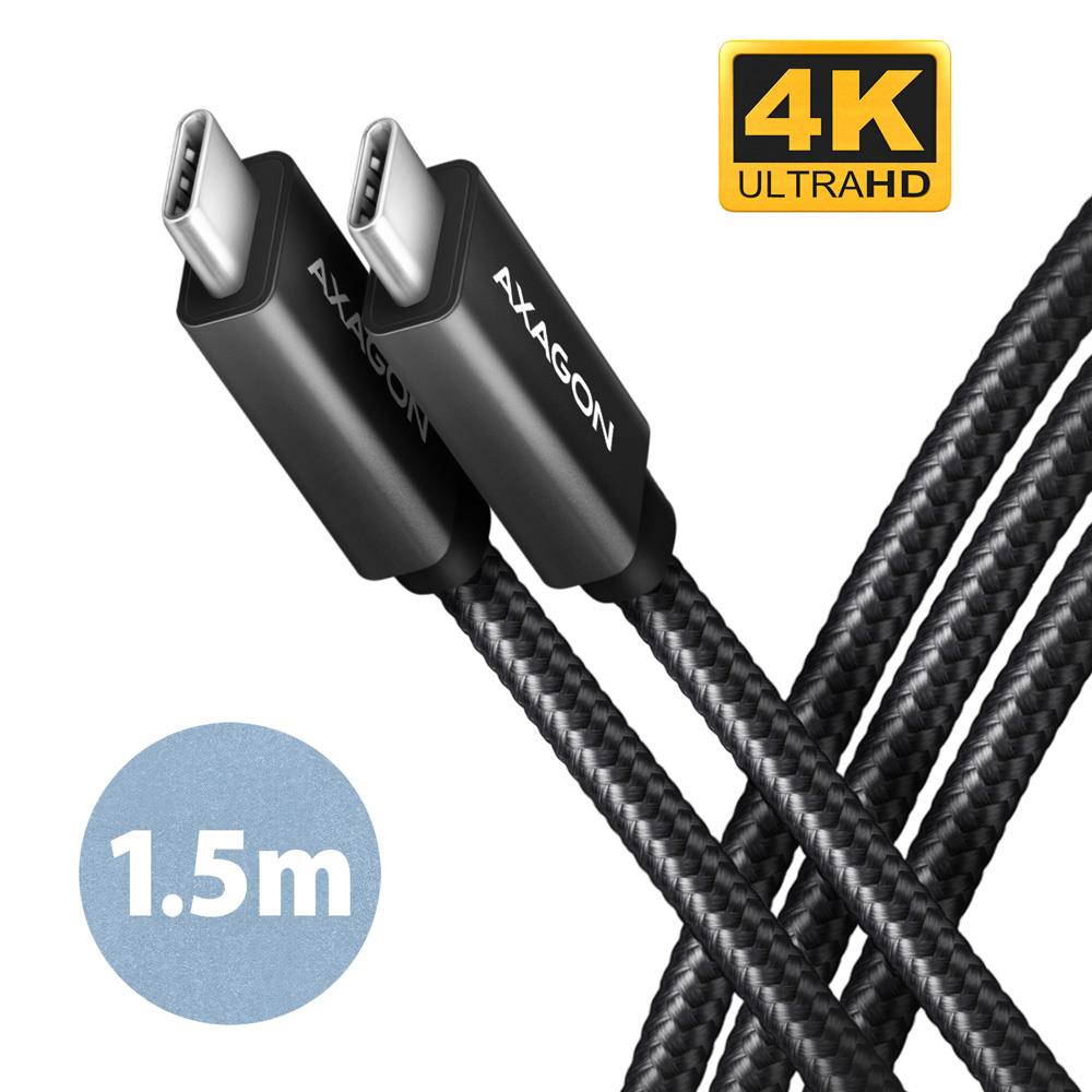Axagon USB-C uz USB-C kabelis 1.5m 100W melns BUCM32-CM15AB