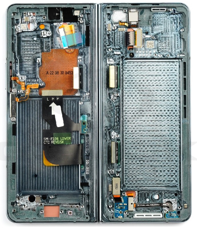 Vidējais korpuss Samsung F936 Z Fold4 5G Pelēki zaļa krāsa oriģināls (lietots B klases)