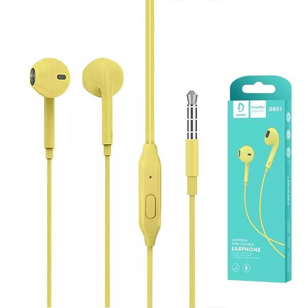 Handsfree Denmen (DR01Y) 3,5mm dzeltens