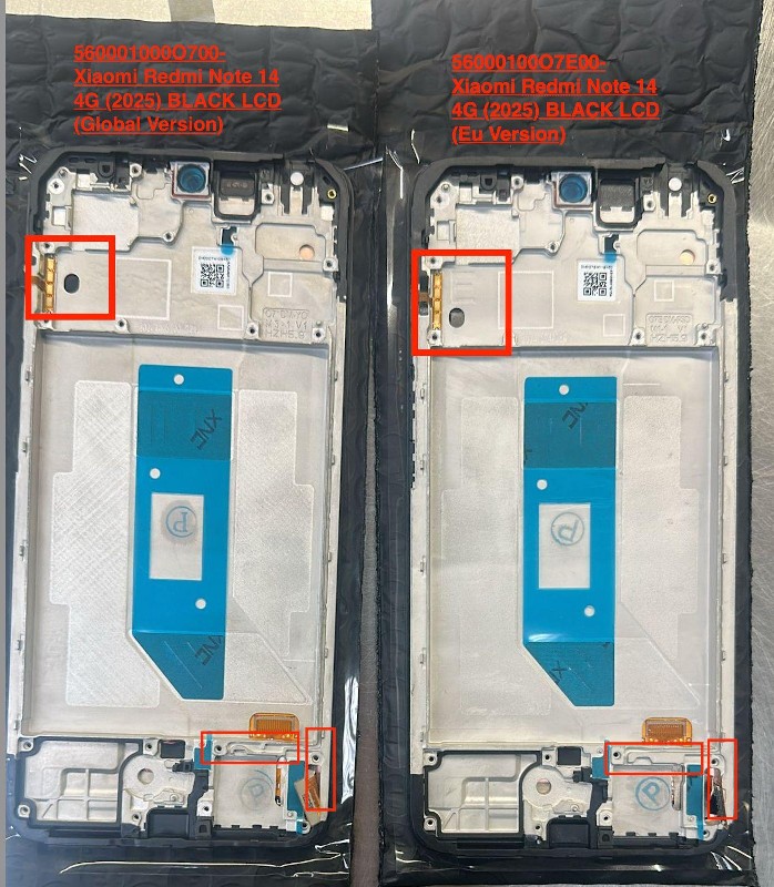 LCD screen Xiaomi Redmi Note 14 4G (Europe) ar touch screen ar frame Midnight Melns original (service pack)