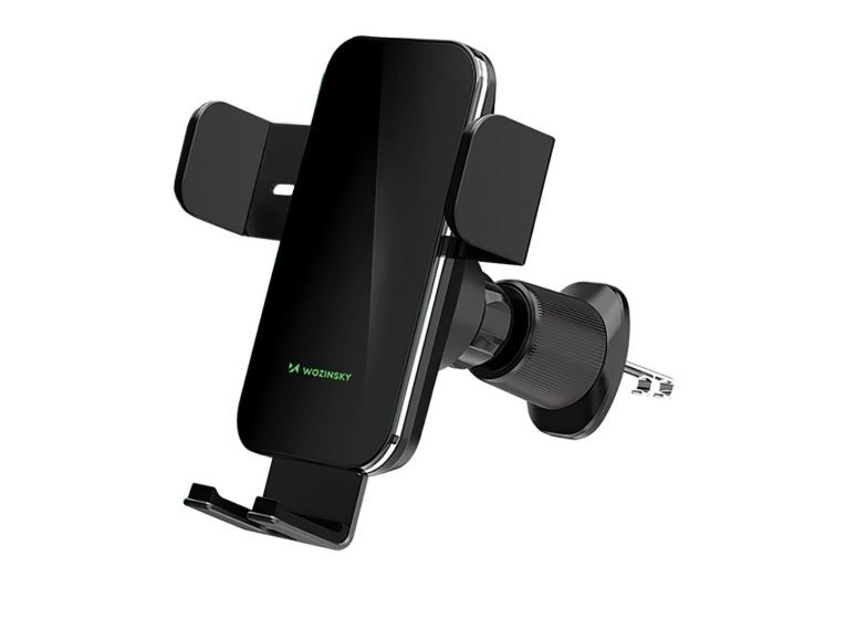 Bezvadu auto lādētājs+holder Wozinsky (WEDZ-3Y8S) (QI 15W) priekš using on ventilation grille melns