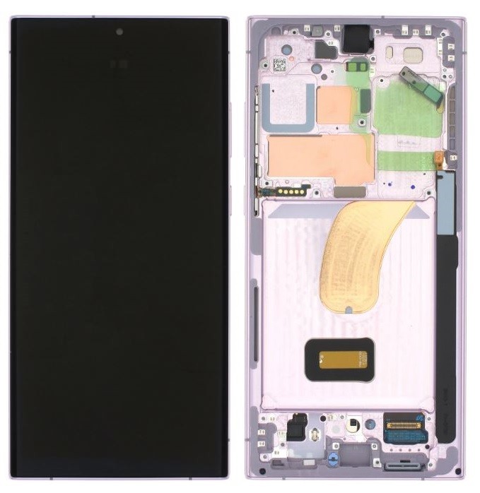 LCD ekrāns Samsung S918 S23 Ultra 5G ar skārienjūtīgo ekrānu un rāmi Lavender oriģināls (komplektā ar servisa iepakojumu)