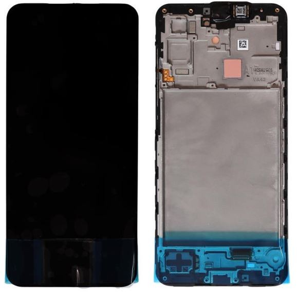 LCD screen Samsung A175 A17 4G ar touch screen un frame Melns original (service pack)