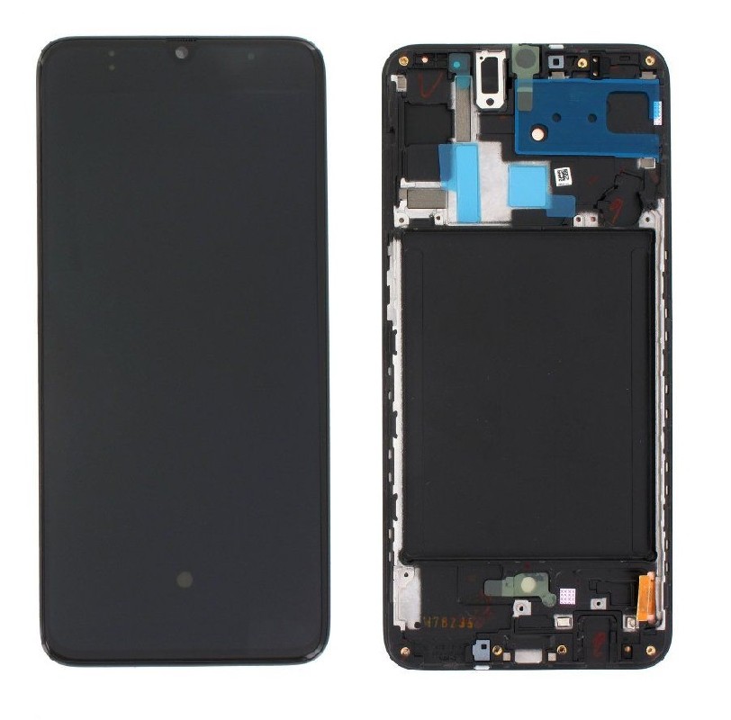 LCD screen Samsung A705 A70 2019 ar touch screen un frame Melns original (service pack)