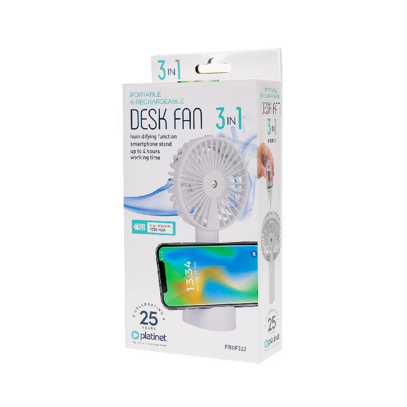 Platinet table fan (humidifier 1200mAh 3w) balts