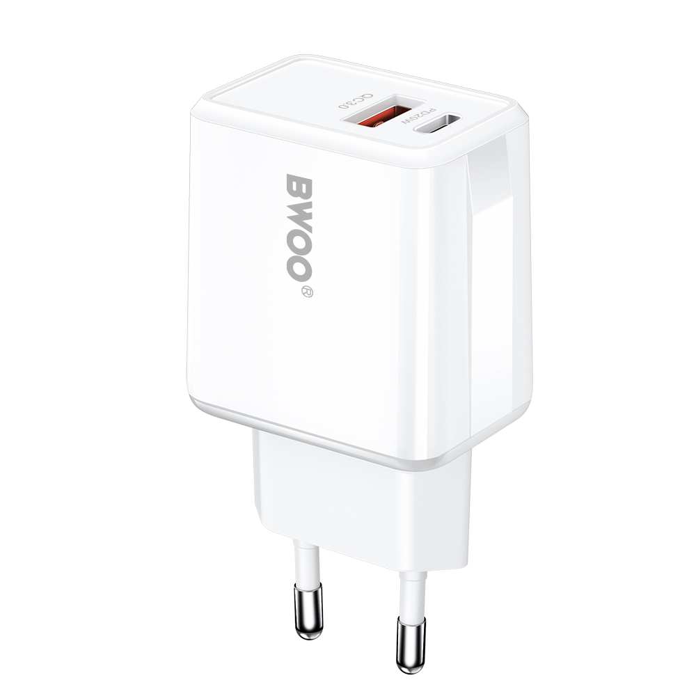 BWOO wall lādētājs CDA182 QC 38W 1x USB-A + 1x USB-C balts