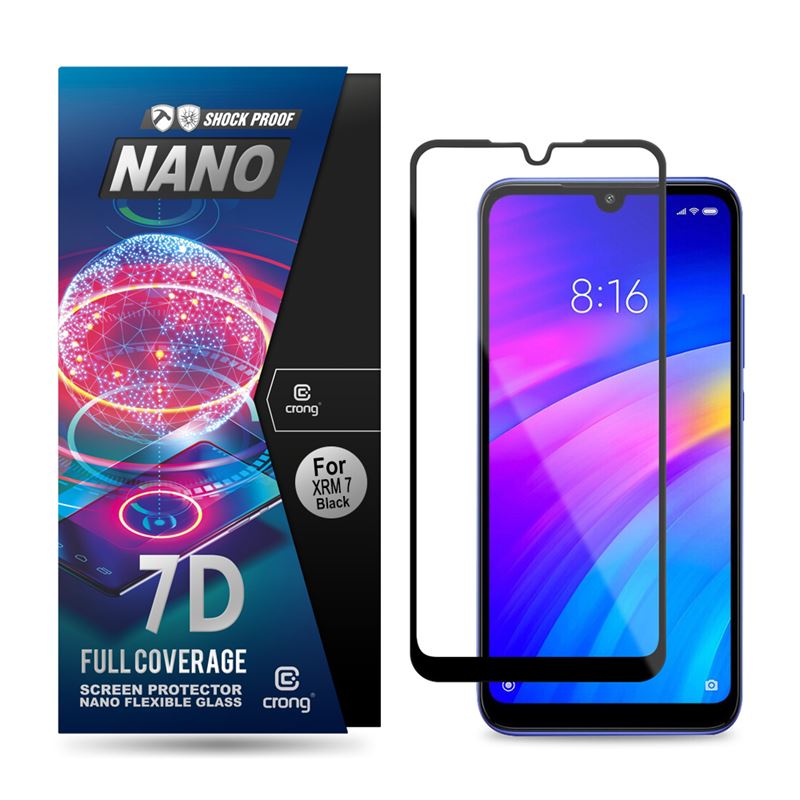 Crong 7D Nano elastīgs Glass – Full Coverage Hybrid ekrāna aizsargs 9H Xiaomi Redmi 7